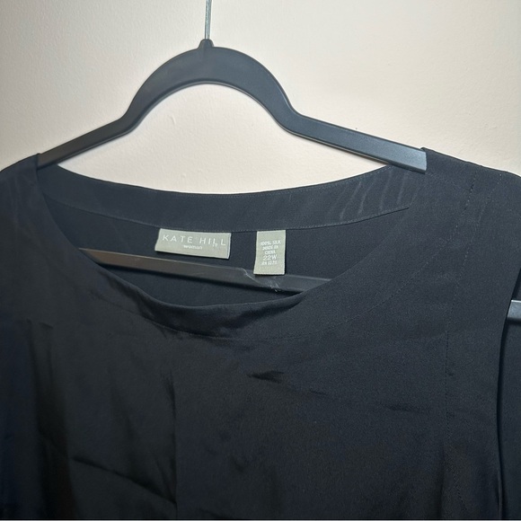 Kate Hill Classic Closet Staple Black Sleeveless Silk Elevated Basic TankTop 22W - Picture 12 of 16